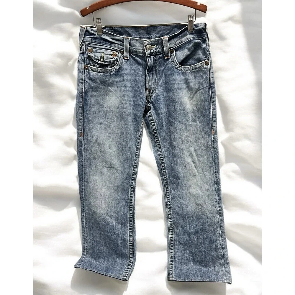 Vintage True Religion Y2K 90s Jeans Bootcut Women's US 33 Denim Distressed